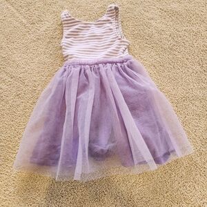 Mini Boden Purple and White Striped Kids Dress